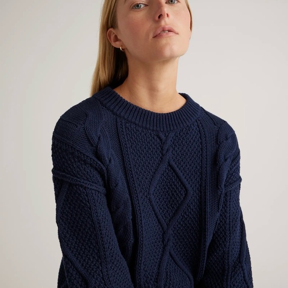 Quince Navy Cable Knit Sweater - Picture 3 of 5